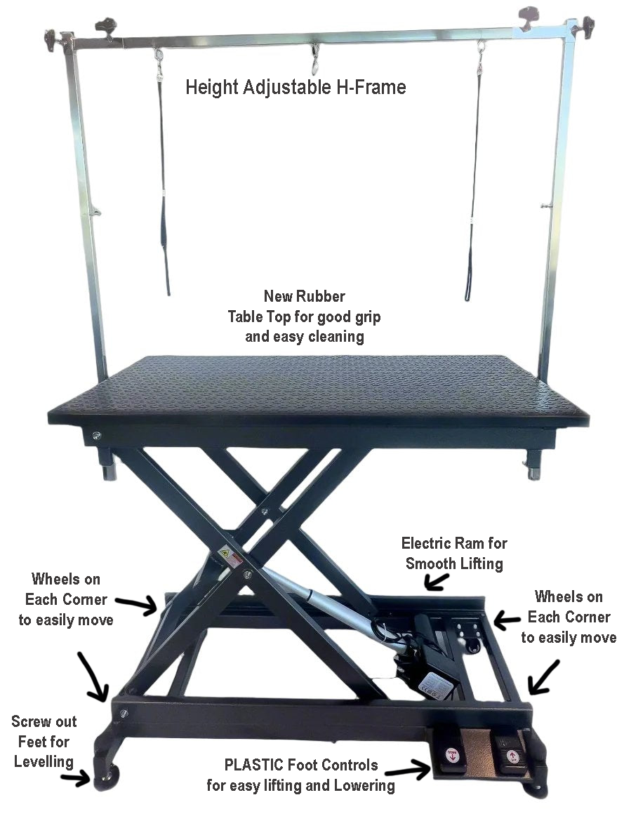 Animal House Electric Lift Grooming Table with Rubber Top H Frame F PetNetwork