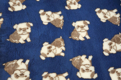 Vet Bed - Rubber Backed - Bulldog Puppy - Navy