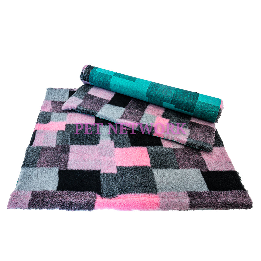 Vet Bed - Green Backed - Pink, Grey and Black Rectangle