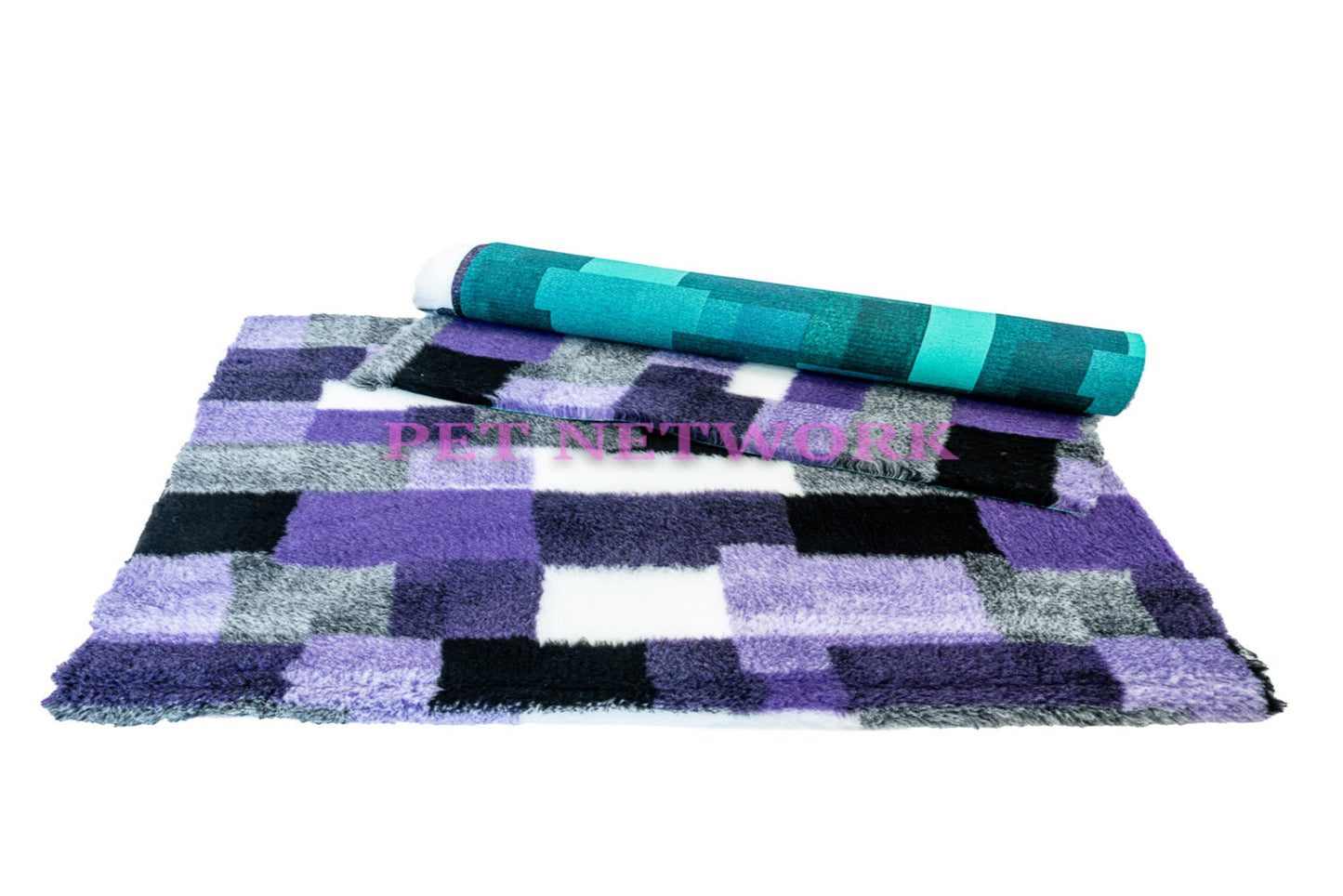 Vet Bed - Green Backed - Purple, White and Black Rectangles