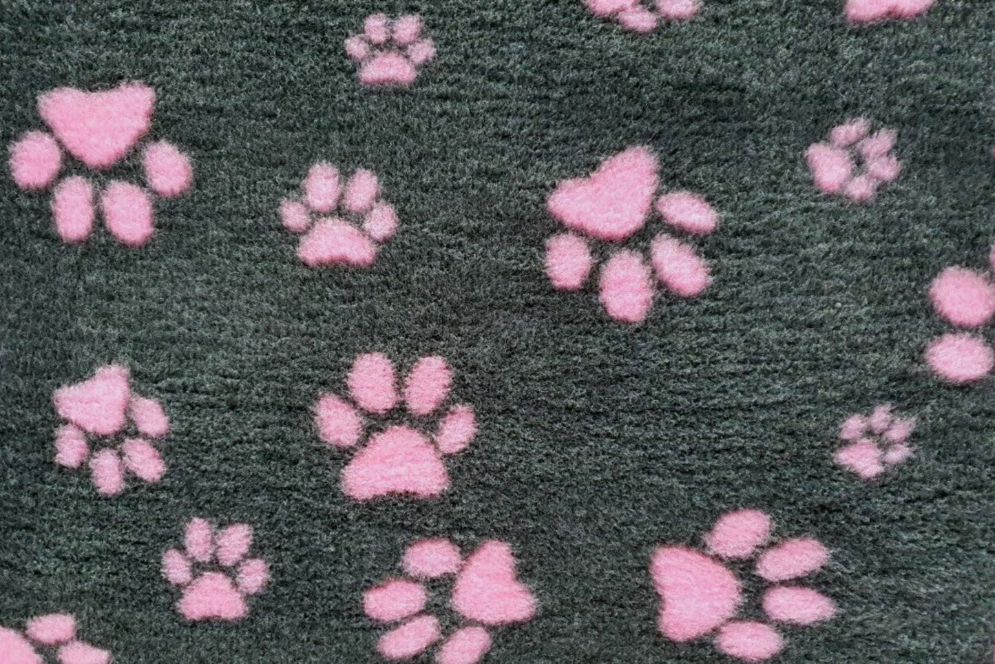 Vet Bed - Green Backed - Charcoal with Pink Designer Paws