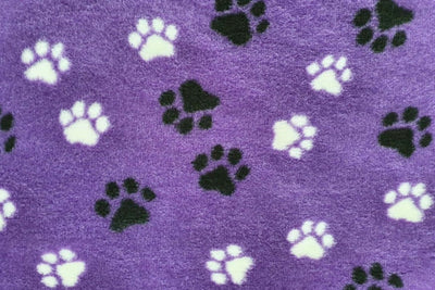 Vet Bed - No Backing - Purple with Black and White Paws